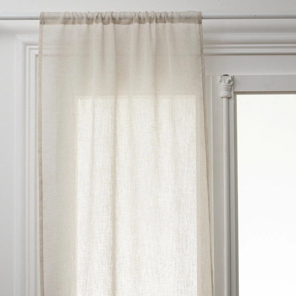 Firanki do kuchni krótkie, efekt lnu, 100% poliester, 2 sztuki, 60 x 120 cm