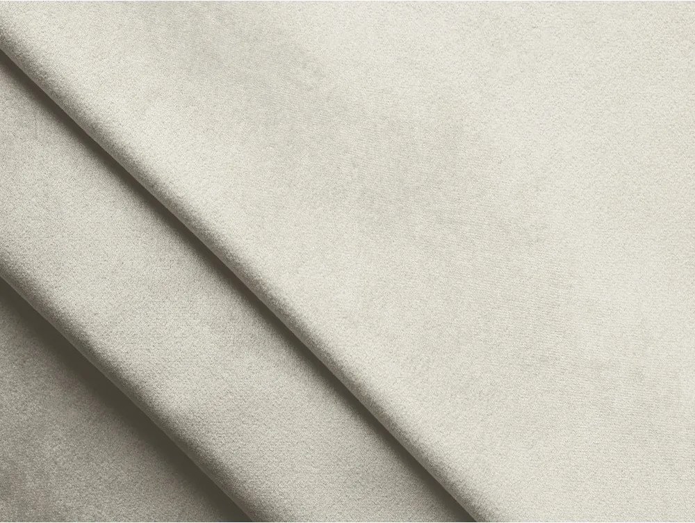 Kremowy aksamitny rozkładany narożnik ze schowkiem (prawostronny/z szezlongiem) Kalena – Makamii