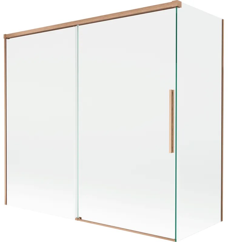 Mexen Rox parawan nawannowy 2-skrzydłowy rozsuwany 170 + 75 x 150 cm, transparent, miedż szczotkowana - 8C9-170-075-65-00