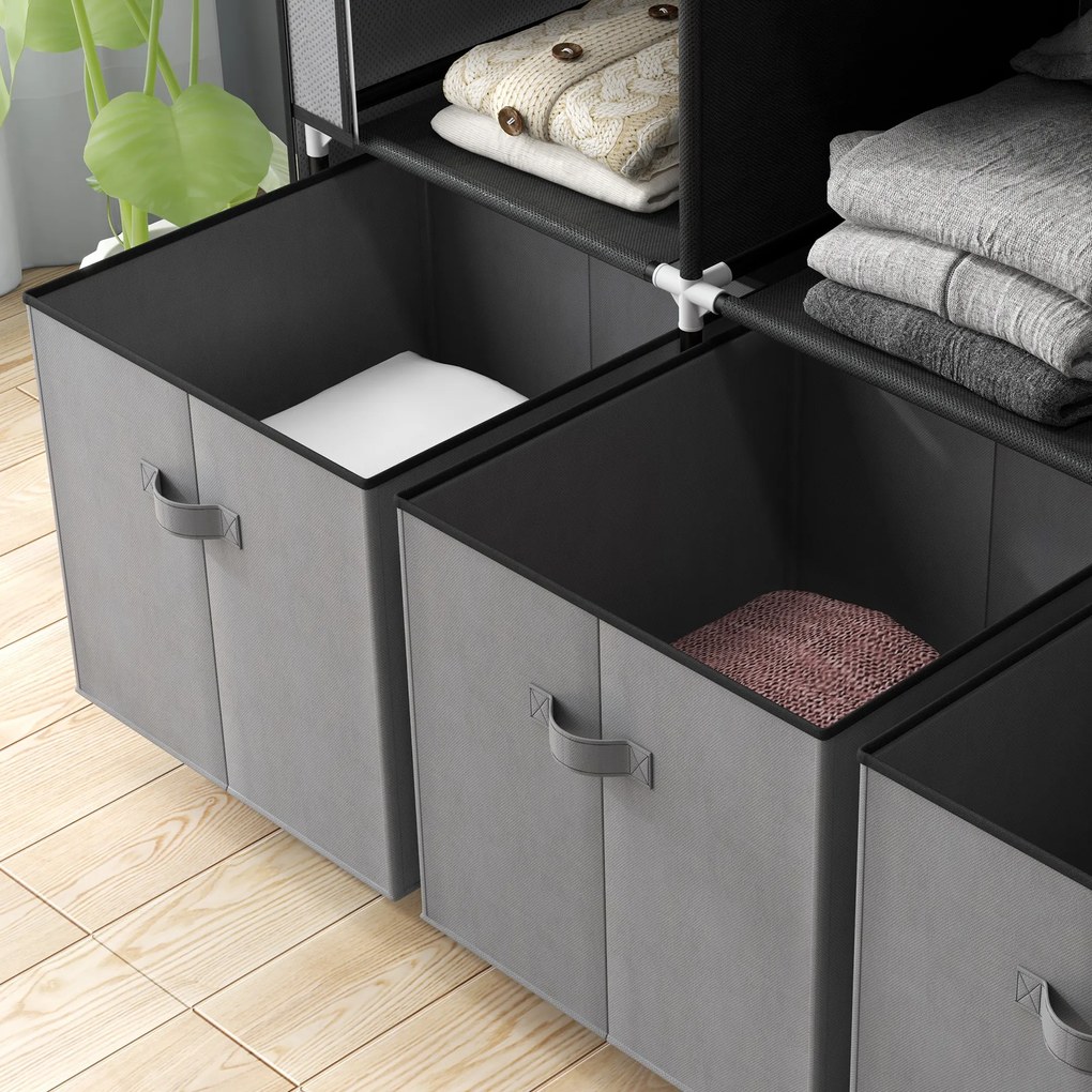HOMCOM Szafa Składana z Tkaniny Flizelinowej 3 Szuflady Szara 125x43x1625cm | Aosom PL