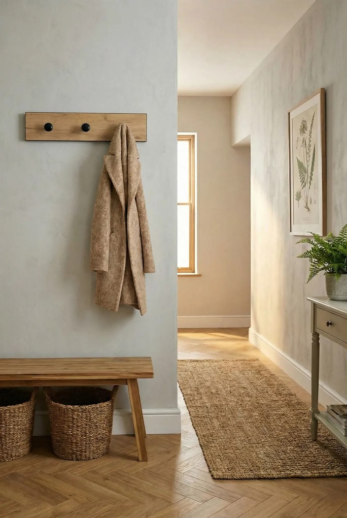 Nowoczesny wieszak ścienny dąb craft + czarny E2-P44