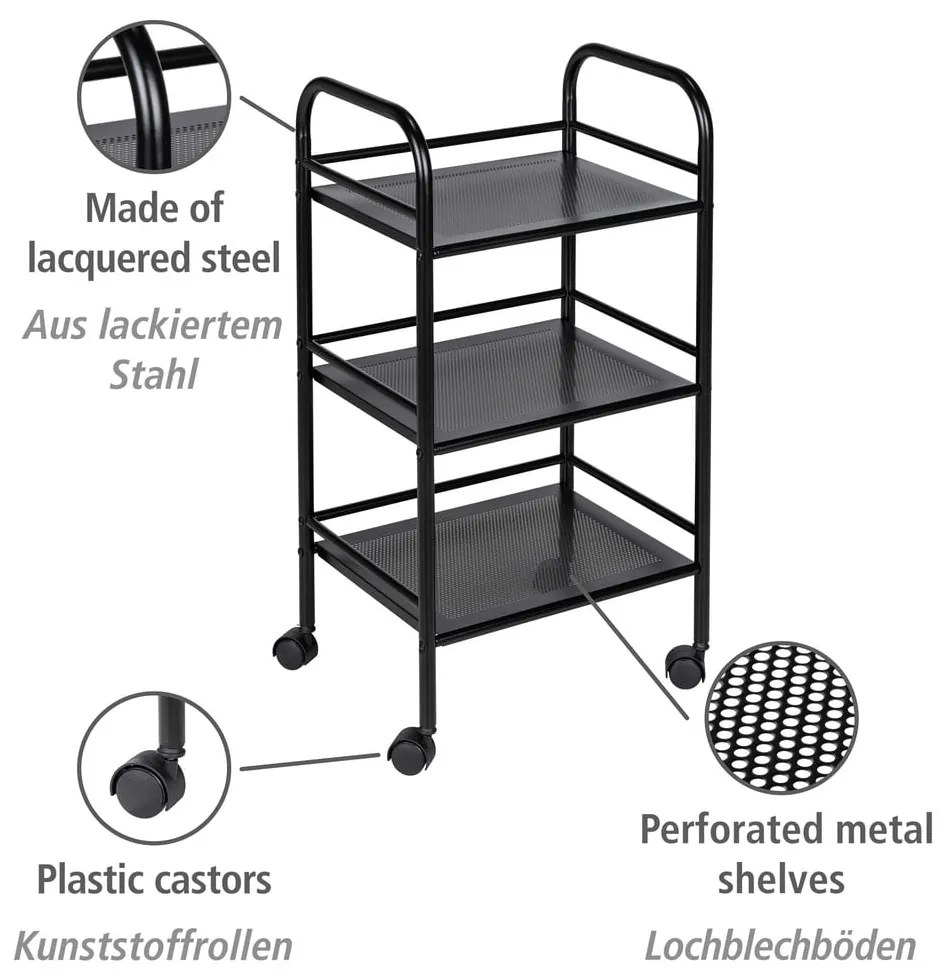 Czarny metalowy regał na kółkach 41x75 cm – Wenko