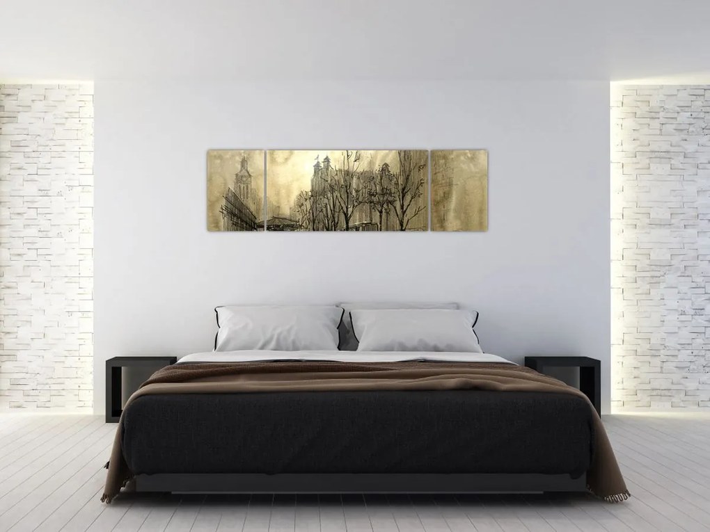 Obraz - Szkic miasta (170x50 cm)