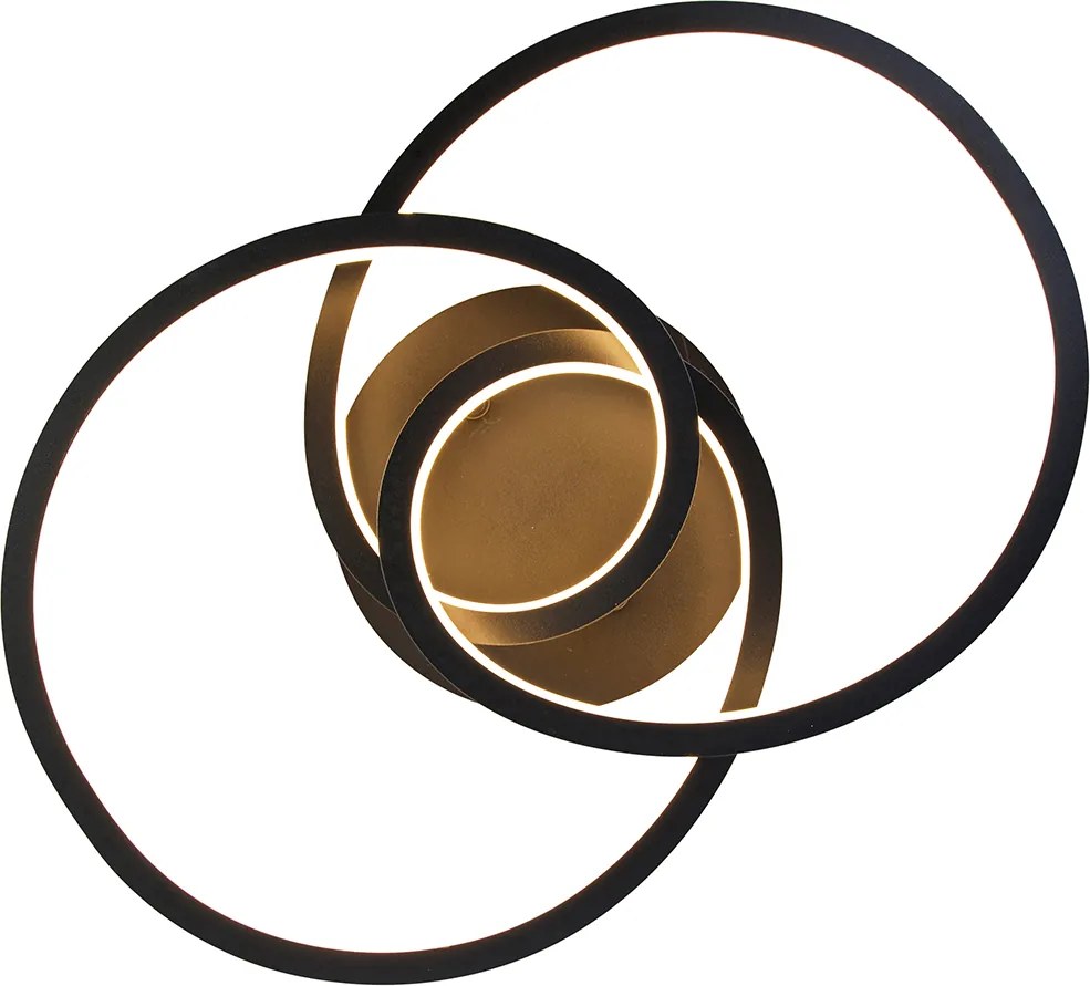 Plafon czarny 45 cm z wbudowanym LED 3-stopniowy ściemniacz - Rowin