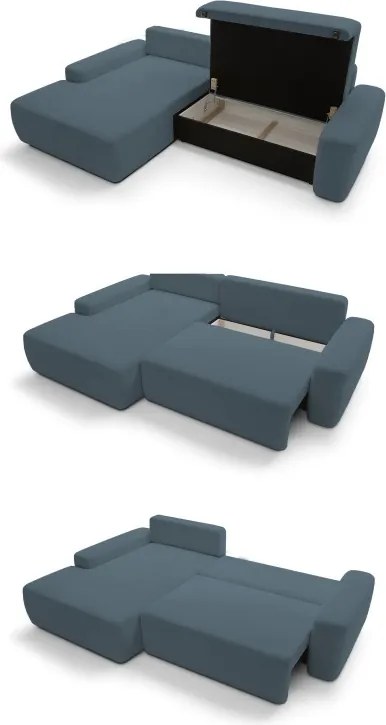 Narożnik BOULI Lewostronny z Elektryczną Regulacją wolnostojący tkanina Raven 86 Turkusowy DOMO HOME