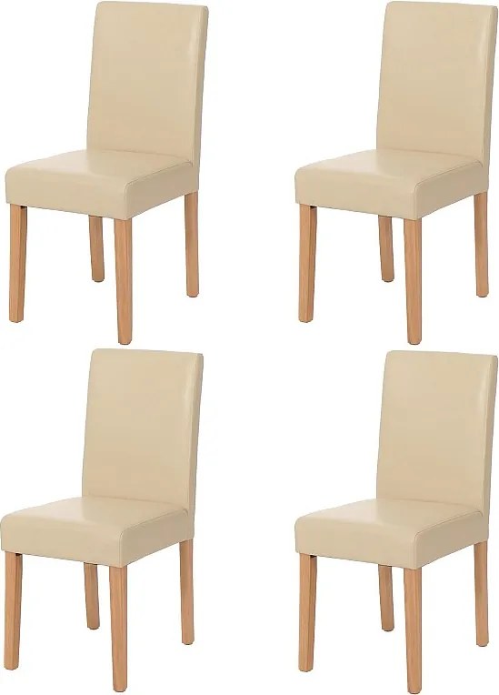 Krzesło do jadalni Littau (zestaw 4 sztuk),  skóra, kremowe, jasne nogi