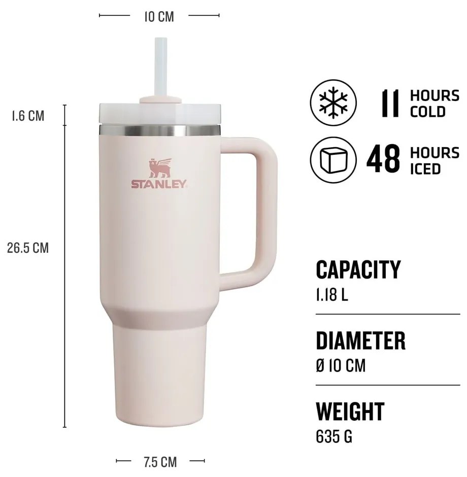 Jasnoróżowy termos 1,18 l Quencher H2.O FlowState – Stanley