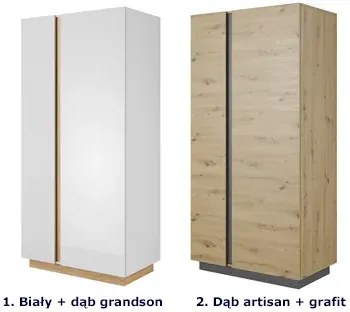 Szafa wolnostojąca dwudrzwiowa biały + dąb grandson - Apso 3X
