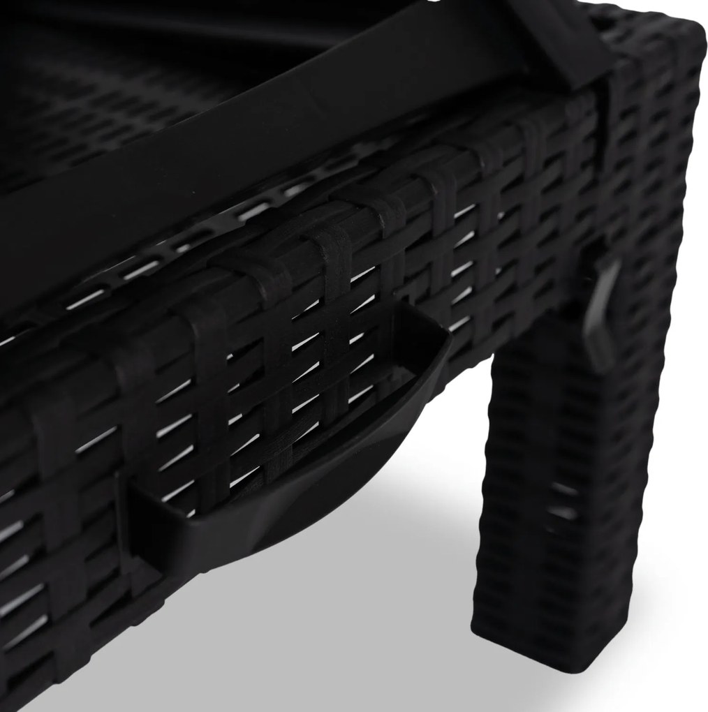 Leżak ogrodowy, składany Montero - regulowane oparcie, czarny