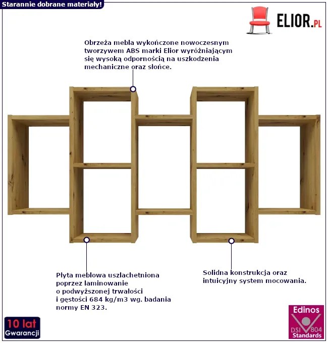 Nowoczesny regał ścienny wiszący H1-D79