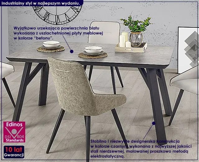 Industrialny stół Redis - beton