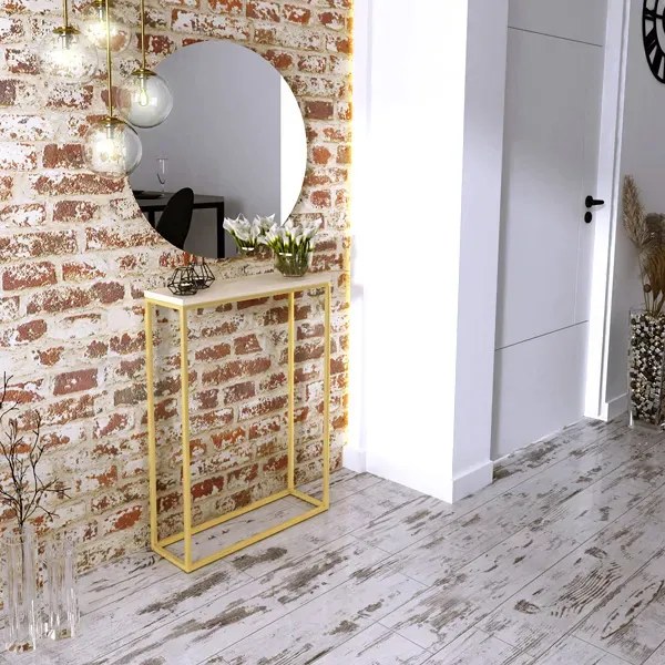 Minimalistyczna konsola złoty + dąb sonoma G7-R65