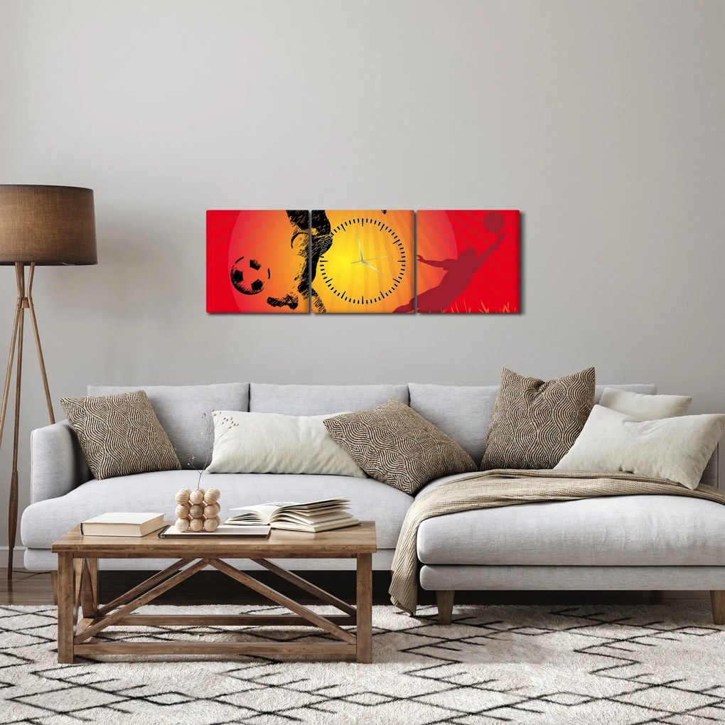 Obraz - Piłka nożna (z zegarem) (90x30 cm)