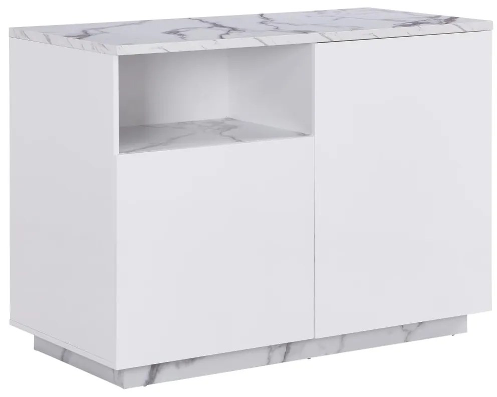 Wyspa kuchenna 2-drzwiowa z 1 wnęką z MDF-u – Imitacja białego marmuru – CORELINA