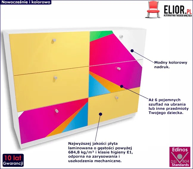 Dziecięca komoda z szufladami Elif 6X - 3 kolory
