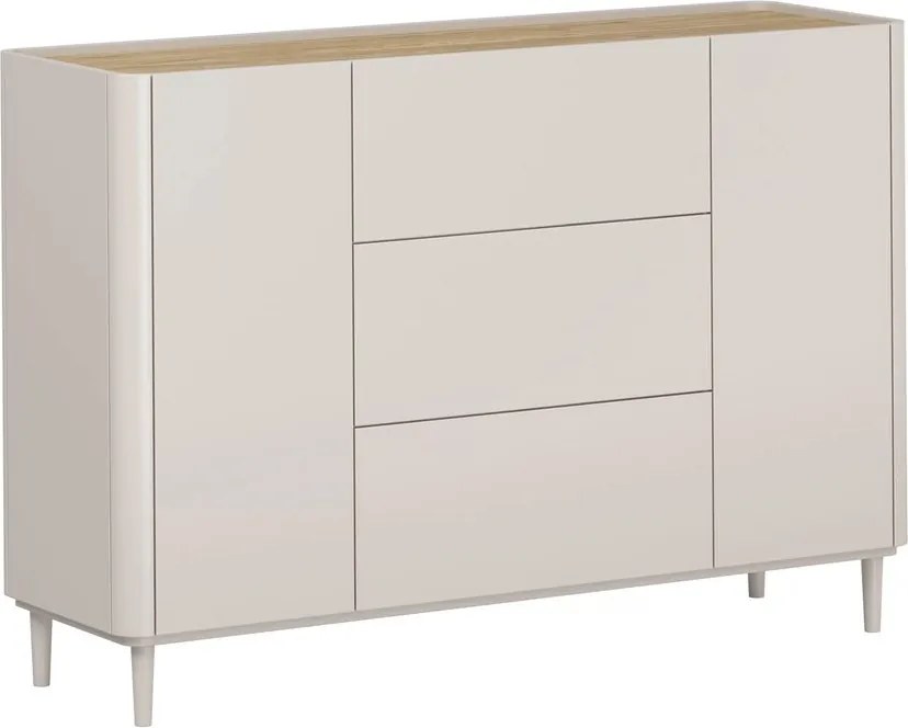 Komoda Elivo 150 cm z szufladami na nóżkach - kaszmir / dąb olejowany
