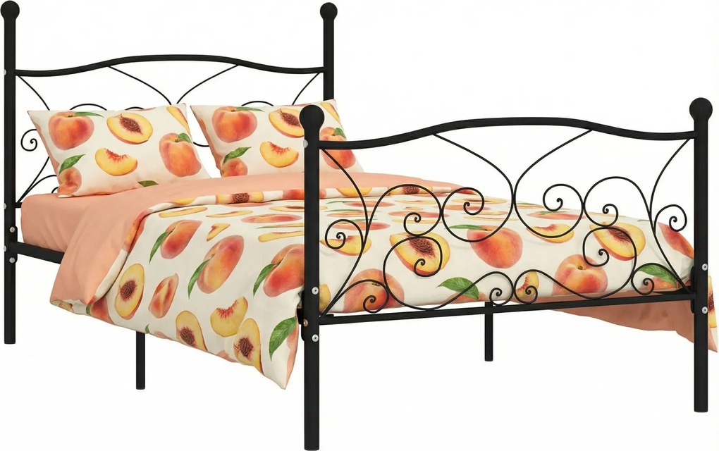 Czarne metalowe łóżko rustykalne 90x200 cm N2-N63