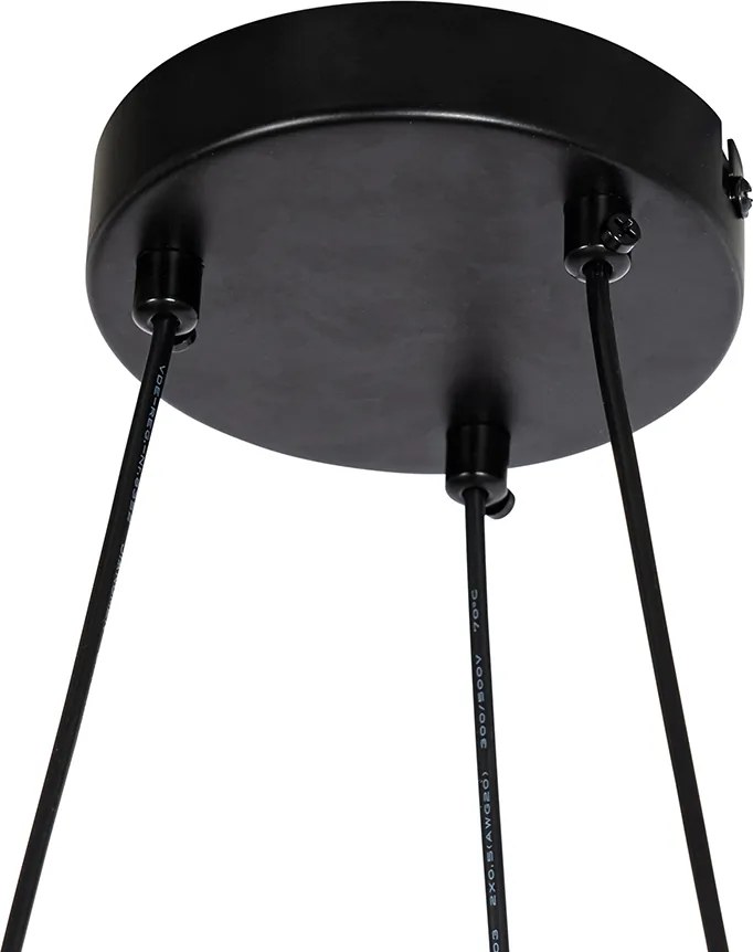 Czarna lampa wisząca z przydymionym okrągłym szkłem 8-świateł - Monaco