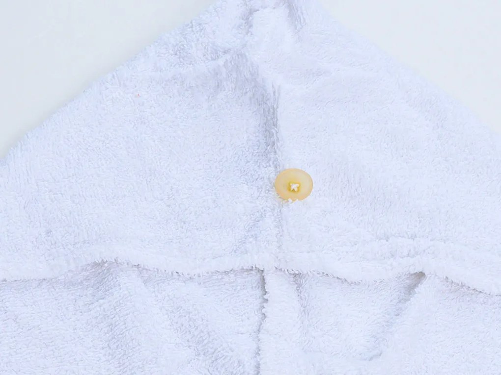 Szybkoschnący turban do włosów frotte biały, 100% bawełna