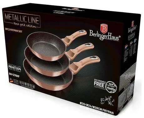 Berlinger Haus 3-częściowy zestaw patelni Rosegold Metallic Line