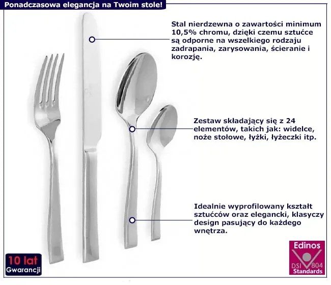 Komplet sztućców stołowych 24 elementy - Gifdos 18X