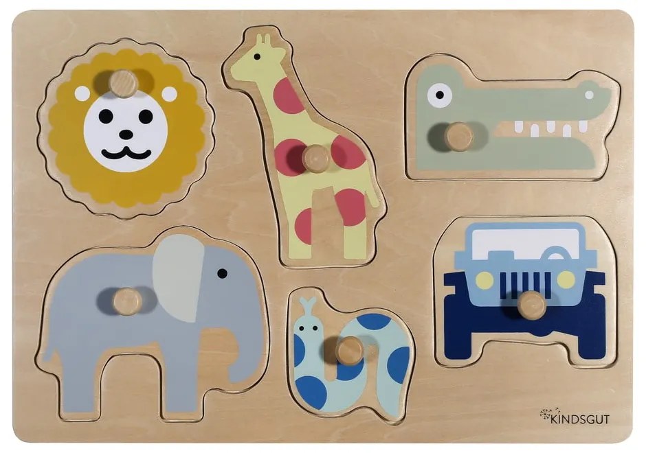 Drewniane puzzle (liczba elementów 6) Safari – Kindsgut
