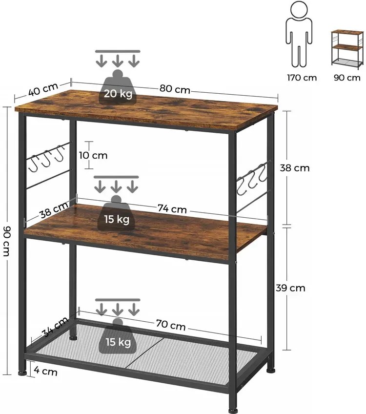 Rustykalna Szafka, Wyspa Kuchenna Z Półką R9-N86