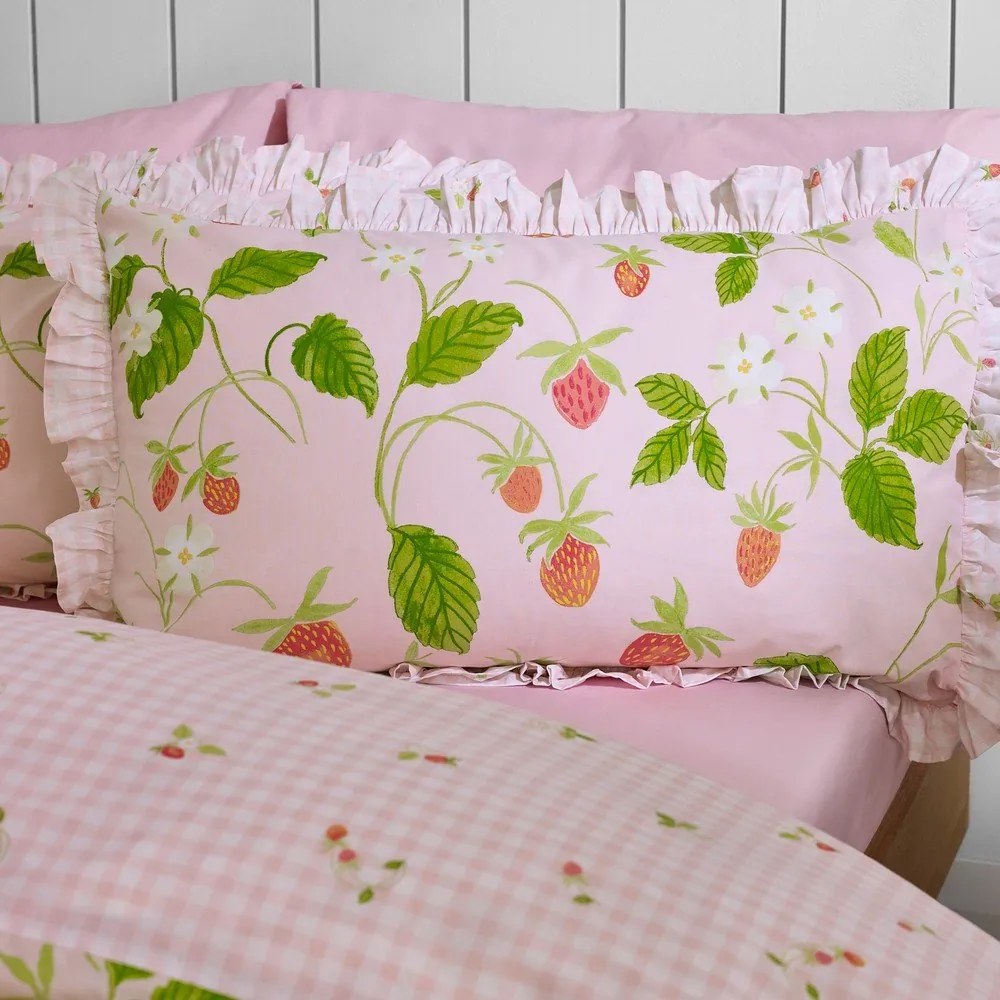 Różowa pościel dwuosobowa 3-częściowa 200x200 cm Strawberry Frills – Catherine Lansfield