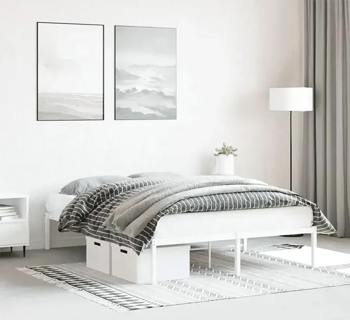 Białe metalowe minimalistyczne łóżko 160x200 cm - Tresto