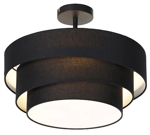 Nowoczesna lampa sufitowa czarna 45 cm 3-światła - Drum Trio Nowoczesny Oswietlenie wewnetrzne