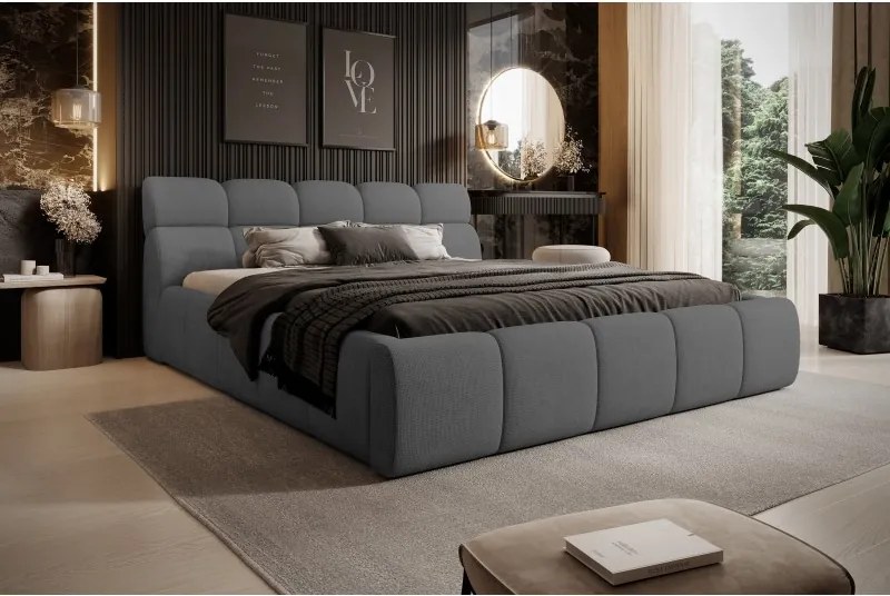 Łóżko GIULIA tapicerowane z pojemnikiem na pościel kolor Antracytowy WERSAL