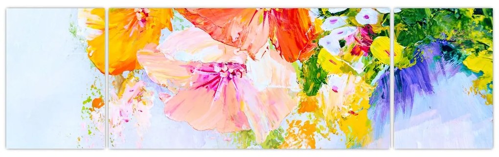 Obraz - Kwiaty, malarstwo (170x50 cm)