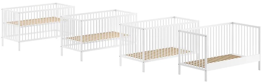 Białe łóżeczko z litego drewna sosnowego 70x140 cm DINO – Vipack