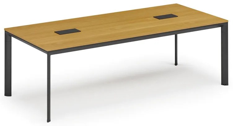 Stół konferencyjny PRIMO INVITATION, 240x120 cm, buk + 2x port blatowy TYP VI, czarny