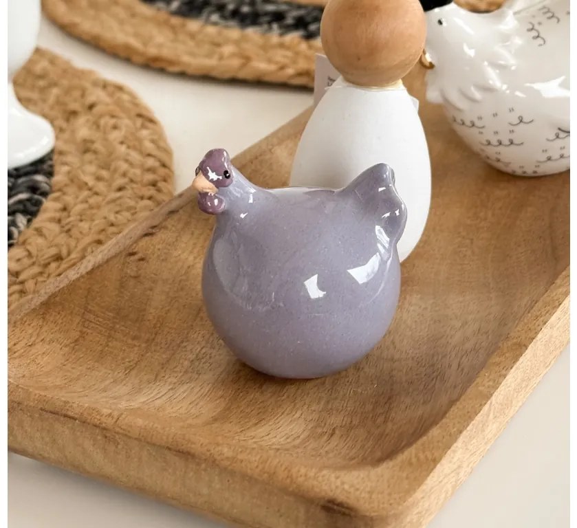 Ceramiczna kurka LILAC CHICKEN fioletowa - różne rozmiary Wielkość: L
