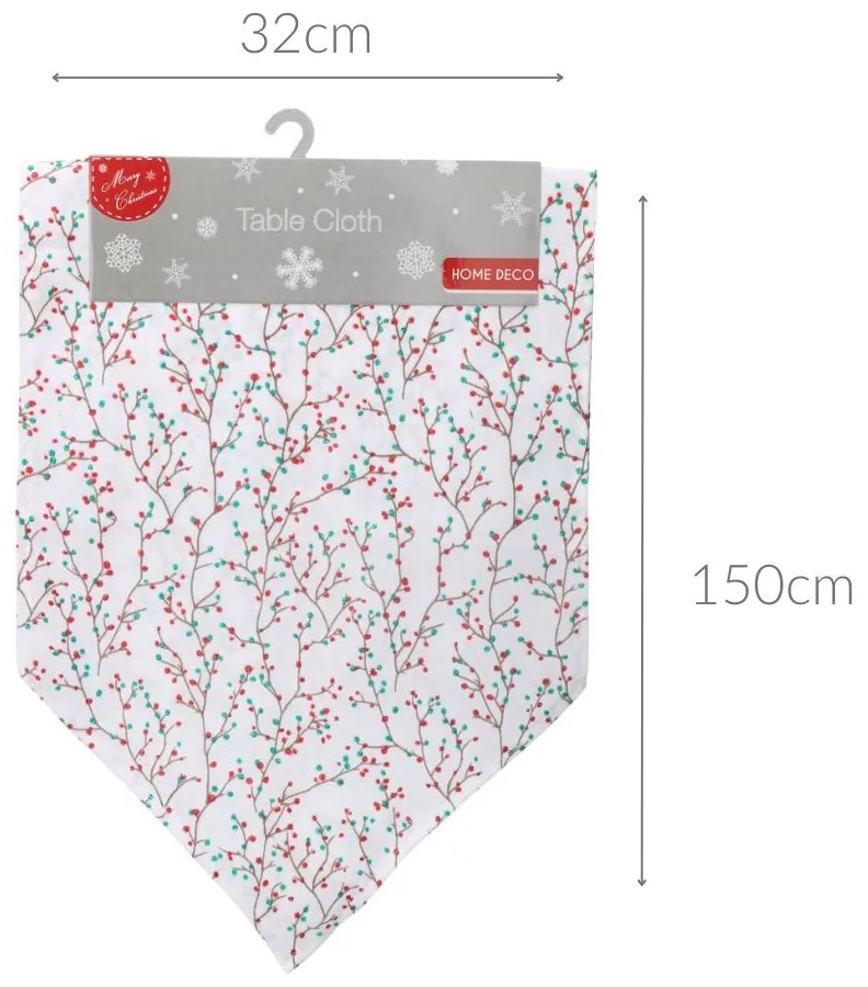 Świąteczny bieżnik na stół, gałązki, 150 cm