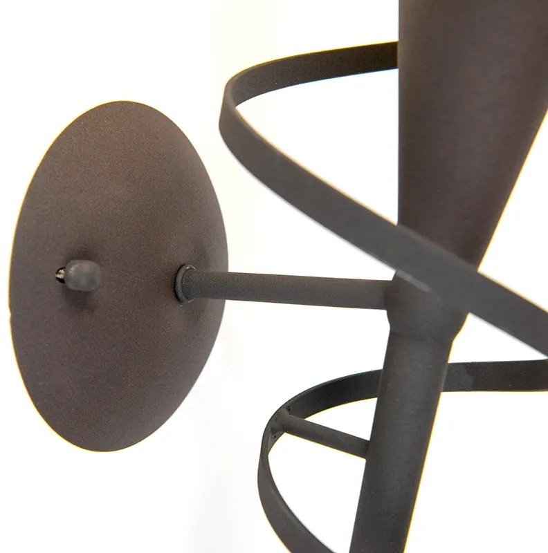 Rustykalna lampa ścienna rdzawo-brązowa z kremowym szkłem - Castle klasyczny/Antyczny Oswietlenie wewnetrzne