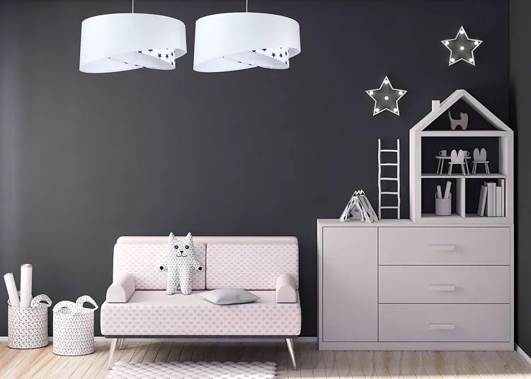 Biała lampa wisząca z gwiazdkami dla dziecka M4-M71