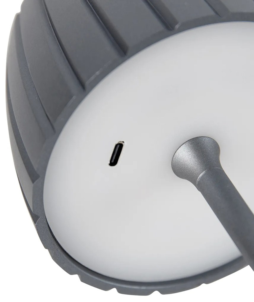 Lampa stołowa szara 3-stopniowa ściemniana w Kelwinach ładowana akumulatorowo - Dolce Nowoczesny Oswietlenie wewnetrzne