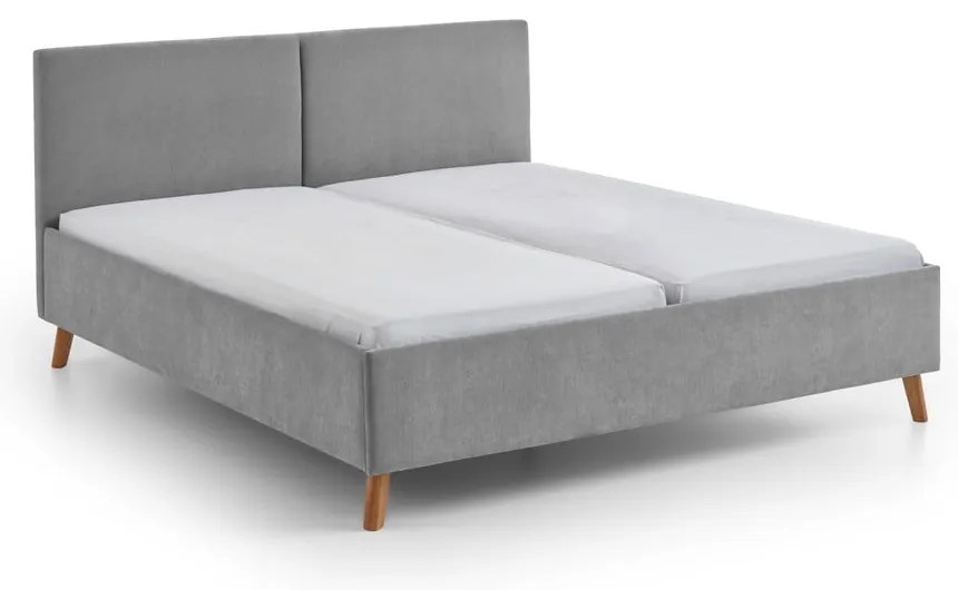 Szare tapicerowane łóżko dwuosobowe ze stelażem 160x200 cm Piano – Meise Möbel