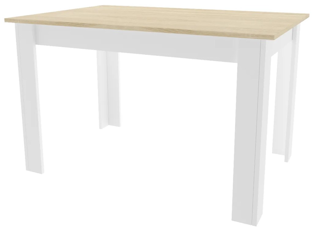 Biały stół do jadalni z blatem dąb sonoma MADO 120x80