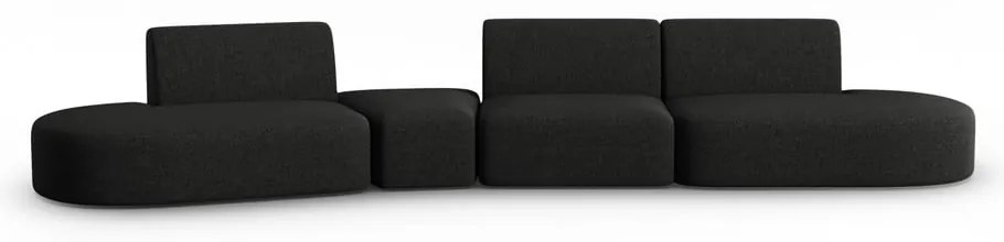 Czarna sofa z tkaniny szenilowej lewostronna 428 cm Paolo – Milo Casa