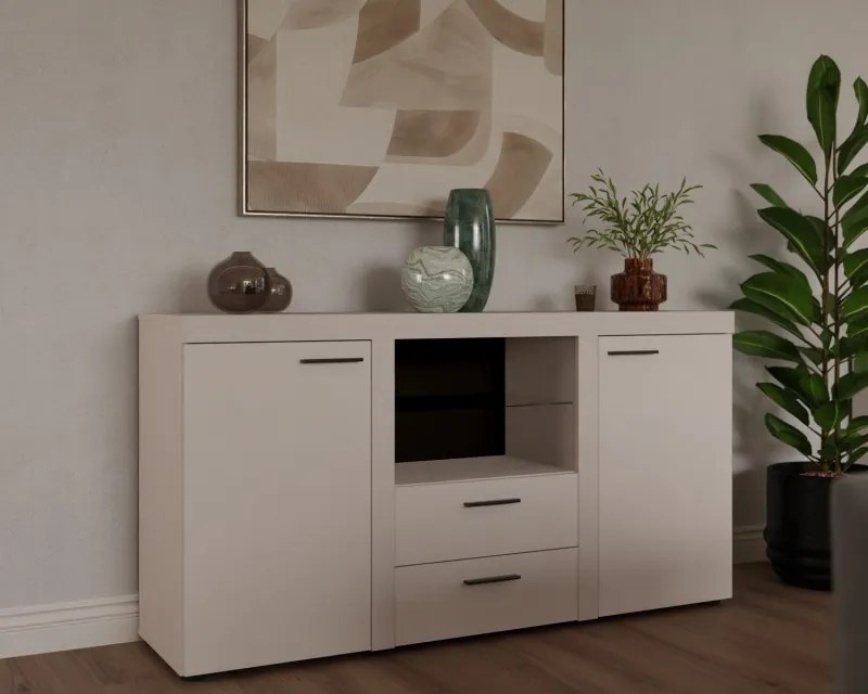 Meblościanka TUMBA biała meble do salonu półki szafka rtv