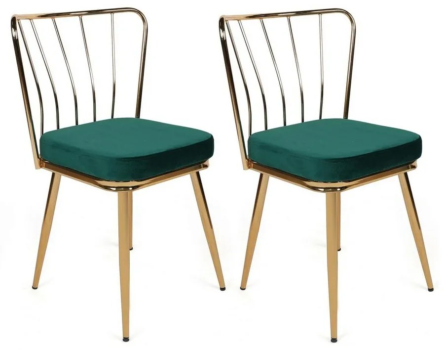 Zestaw krzeseł do jadalni Yildiz Green and Gold, 4szt., 4 szt.