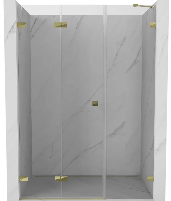 Mexen Lunar-F drzwi prysznicowe składane lewe 145 cm, transparent, złote - 836S-145-050-50-00-L