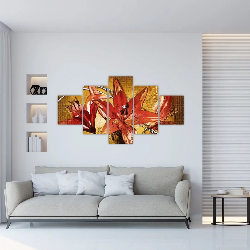 Obraz kwiatów lilii (125x70 cm)