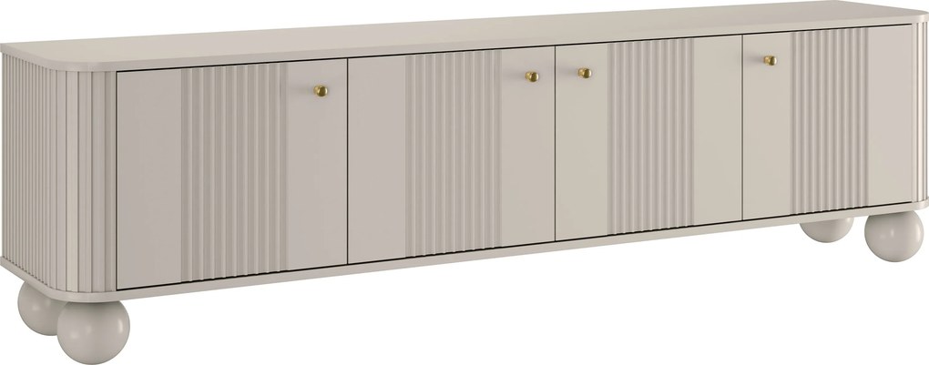 Szafka RTV Vesper 4D 187 cm - kaszmir / złote uchwyty / nogi kule