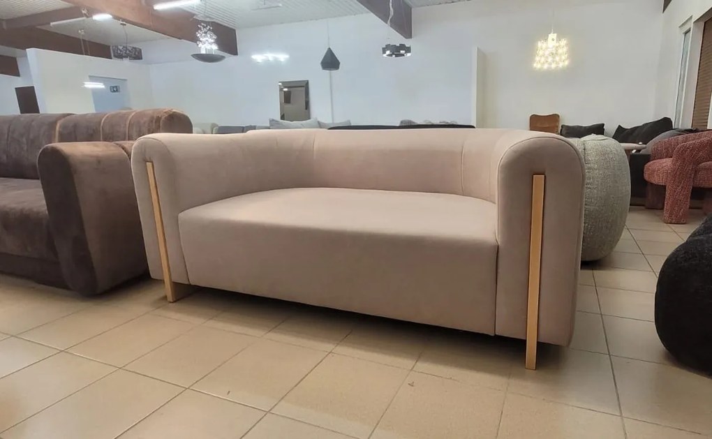 Sofa Beżowa, tapicerowana tkaniną 180/90/75 cm BOWEN