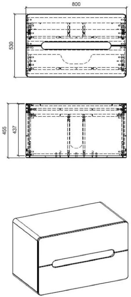 Wisząca szafka pod umywalkę nablatową biały połysk - Zeftox 8X 80 cm