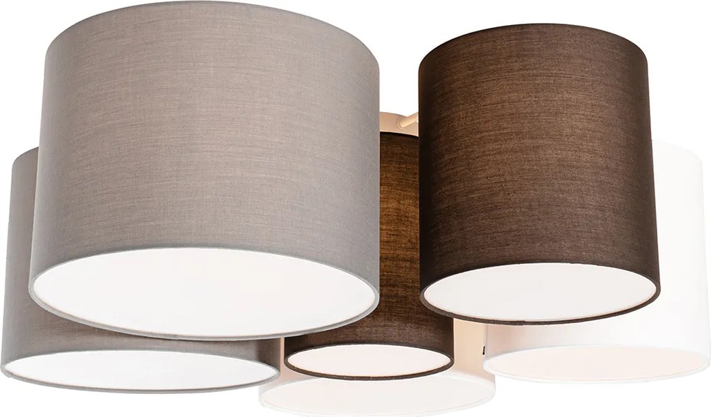 Lampa sufitowa biała, szara i brązowa 6-światłowa - Multidrum